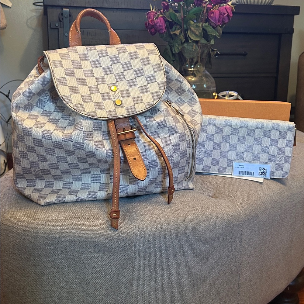 Louis Vuitton Damier Azur Canvas Sperone Backpack & Damier Azur Organizer